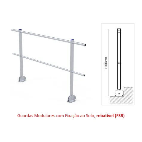 Guarda-Corpos Modular com Fixação ao Solo Rebatível