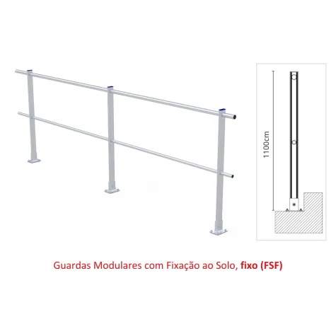 Guarda-Corpos Modular com Fixação Permanente ao Solo